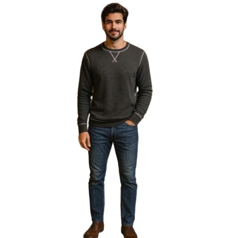 Slade Wilder‎ Shirt Mens Small Dark Gray Long Sleeve Stitching Crew Neck Henley